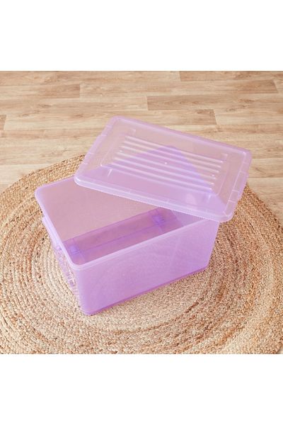 Home Box Rolling 55 L Storage Box with Wheels and Lid - 56x39x32 cm