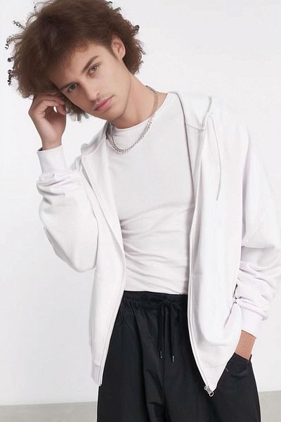 Millionaire White Fleece Kangaroo - Ανδρικό φούτερ με κουκούλα Oversize