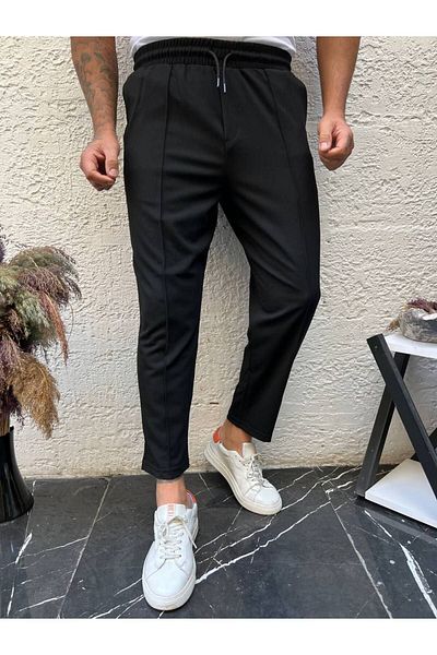 ElitWear Men's Ribbed Elastic Waist Comfortable Cut Jogger