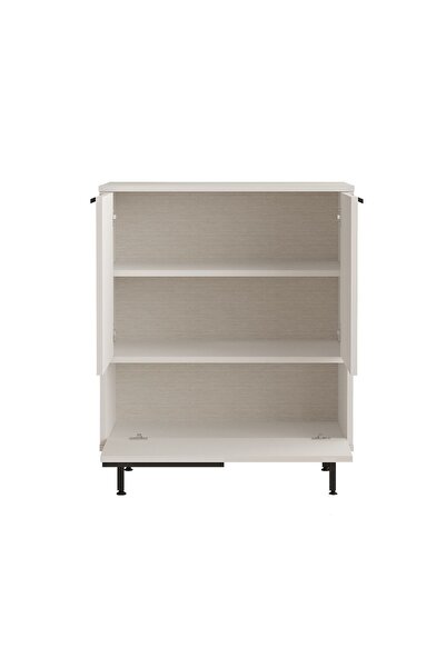 Robin Home Lidya Ayakkabılık Çok Amaçlı Dolap 3 Kapaklı Metal Ayaklı Beyaz