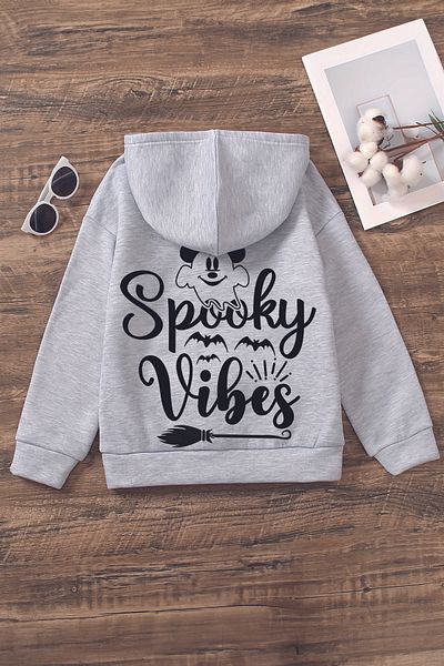 MYADA Trend Premium Spooky Vibes - Детски суичър с качулка и качулка с принт с малък призрак 22518