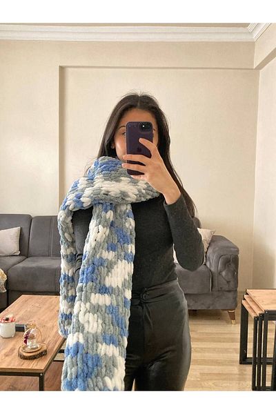 Moda Biçer Hand Knitted Scarf Puffy Fashion Mower