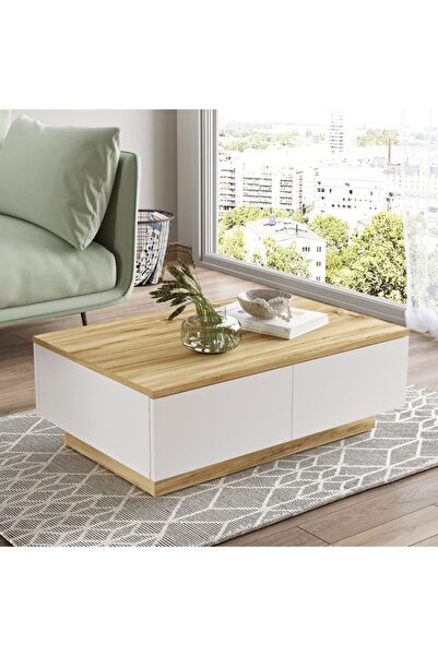 Robin Home Diego Orta Sehpa 2 Kapaklı Keçe-beyaz Dg17-wk