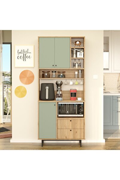 Robin Home Lounge Kahve Köşesi Çok Amaçlı Dolap Mutfak Dolabı Sepet-Ihlamur Yeşili