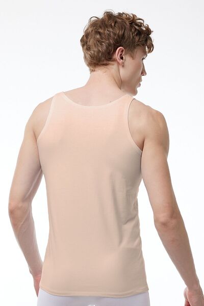 Malabadi Invisible Undershirt Men's 3 Pieces Skin Color Thin Strap Non-Marking Modal Undershirt 3m013