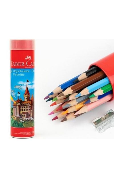 Faber Castell قلم طلاء جاف كامل الحجم من فابر كاستل في أنبوب معدني مع 24 لونًا كهدية 8690826165247
