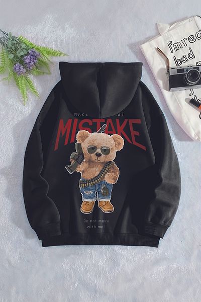 MYADA Детски суитшърт с качулка и щампа на войнишки мечки на гърба - Mistake 22534