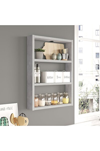 Robin Home Marla 3'lü Duvar Rafı Mutfak Banyo Rafı Taş Ma1-rt