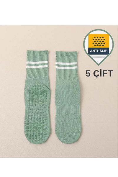 XTR Fitness 5 Pairs Professional Non-Slip Socks For Yoga And Pilates Green