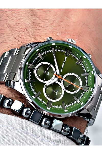 Navimarine Men's Silver Colored Steel Watchband and Bracelet Gift