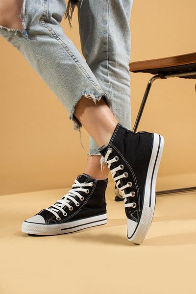 Pembe Potin Unisex Black Sneakers Linen Sports Shoes