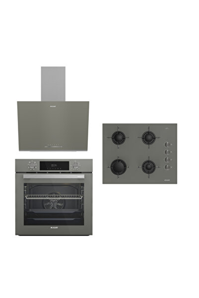 Arçelik Yeni Gri Üçlü Buhar Destekli Cam Ankastre Set (AFC 341 G ADE 606-4G OCD T 651 EG)