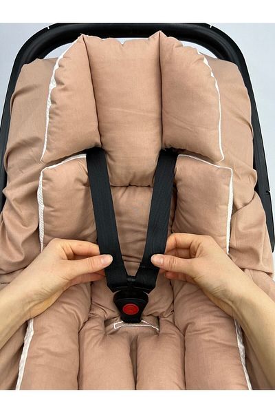 Atölye Eda Exclusive Hand Embroidered Pique Stroller Cover Set of 3 Cover Cushion Sheet