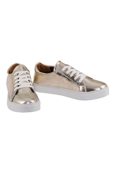 NOOSY Gold Metallic Genuine Leather Women's Sneakers