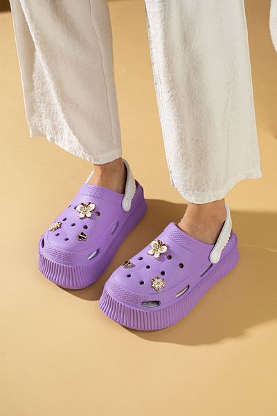 Pembe Potin Women's Lilac Eva Sea Beach Chef Doctor Nurse Hospital Confort Comfortable Sandals Slippers
