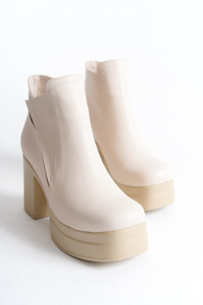 Shoesers Kadın Özel Tasarım Platform Topuklu Çapraz Fermuarlı Bot