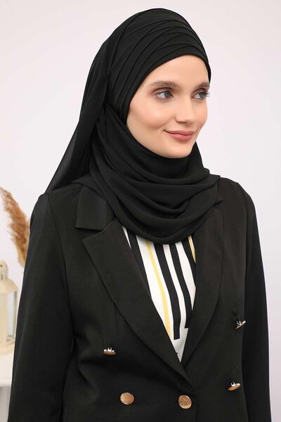 Aisha's Design Πρακτικό σάλι από σιφόν, cps-62, μαύρο, cps-62, μαύρο