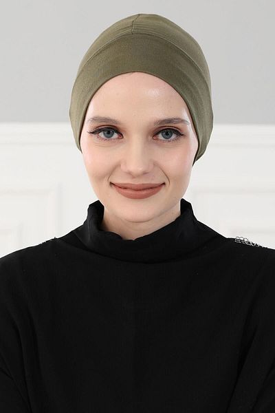 Aisha's Design بونيه من القطن الممشط - كاكي، B-37