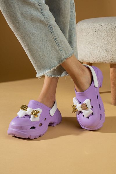 Pembe Potin Women's Lilac Eva Sea Beach Chef Doctor Nurse Hospital Confort Comfortable Sandals Slippers