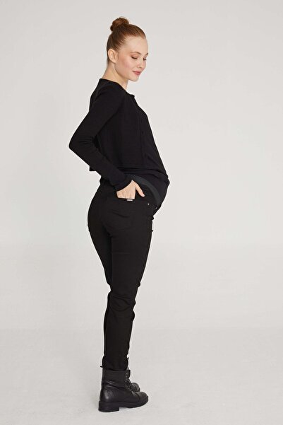 VAVIEN Skinny Fit Likralı Hamile Jean Siyah Pantolon 1040