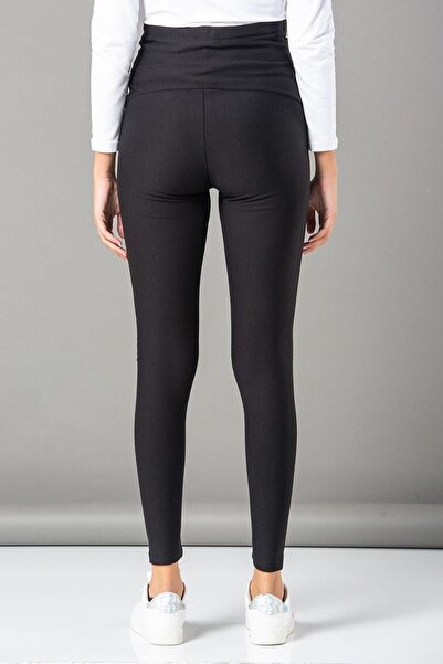 Momslab Černé těhotenské legíny - design s nastavitelným pasem