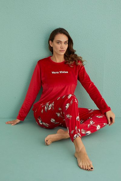 Mihra Stil Mihra 13312-5 Velvet Winter Pajama Set