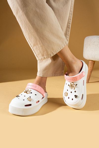 Pembe Potin Pulbere Albă Eva Sea Beach Doctor Nurse Hospital Confort Sandale Confortabile Papuci