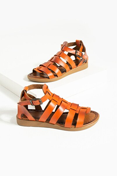 Pembe Potin Women's Orange Comfortable Poly Sole Daily Summer Basement Style Sandals