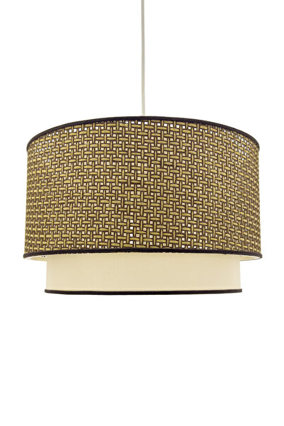 Vivido Home Hasır Örgü İp Şeritli Krem-Kahve Avize