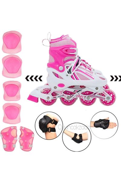 Depomiks Avm Skate Lighted Adjustable Children's Practice Skating 2 Functions Knee Pad Elbow Pad Wristband Protector Set