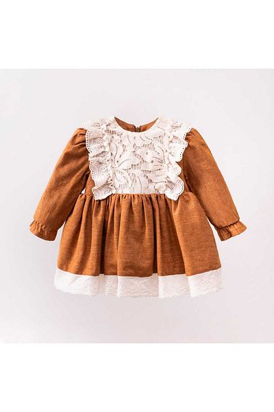 Cumino Baby Girl Front Skirt Güpür Valery Dress Gk6011