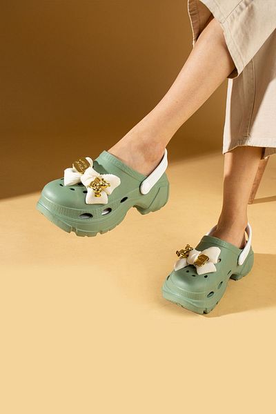 Pembe Potin Women's Green White Eva Sea Beach Doctor Nurse Hospital Confort Comfortable Sandals Slippers