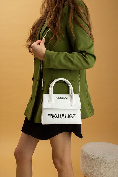 Pembe Potin Women's White Style Written Daily Night Hand Shoulder Bag