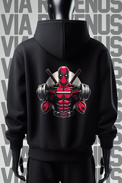 Vordevia Φούτερ με καπό πιο φαρδύ, εκτυπωμένο μπροστά και πίσω σε μαύρο χρώμα.