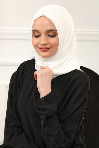 Aisha's Design شال شيفون بتصميم كلاسيكي عملي - كريمي، PS-11