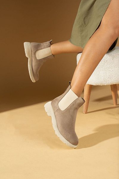 Pembe Potin Γυναικείες μπότες βιζόν Suede Comfortable Thermo Sole Ζεστή επένδυση ελαστικές μπότες σε στυλ Haspapi