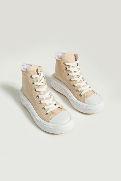 Pembe Potin Γυναικείες μπότες αθλητικών παπουτσιών με ψηλή σόλα Unisex σε μπεζ χρώμα