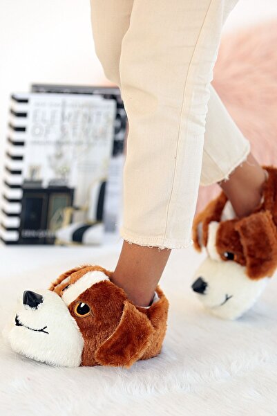 Pembe Potin Unisex Tan Soft Comfortable Sole Warm Lining Dog Slippers