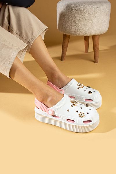 Pembe Potin Pulbere Albă Eva Sea Beach Doctor Nurse Hospital Confort Sandale Confortabile Papuci