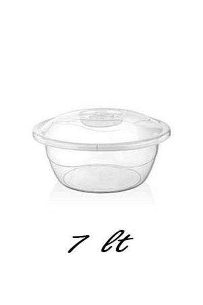 almital mobilya aksesuarları furniture accessories 7 Liter Plastic Dough Basin with Lid - Transparent Storage Container (33 cm Diameter)