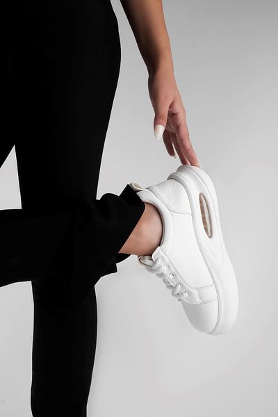 Lal Shoes & Bags Pantofi sport de damă Riga White - Detaliat transparent