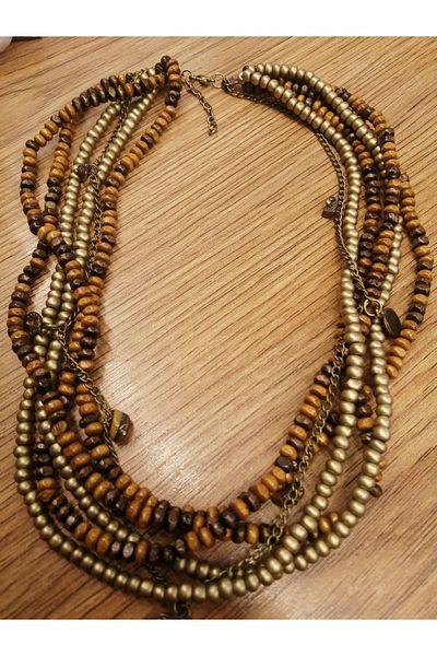 azra takı tasarım Handmade wood, coffee, short authentic women's necklace