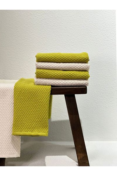 Plume Ceramic Home Plumehome 4-Piece Oil Green Hand Towel Set –30X50 cm |   100% Cotton, Dowry, Guest, Kitchen, Gift