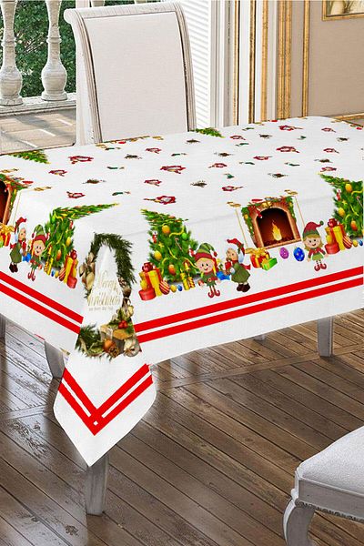 Cardea Cherry Based Merry Christmas Tablecloth