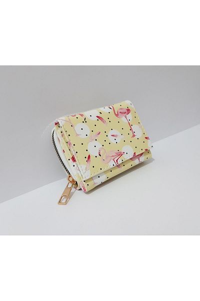 renkli çiçekler Kids Wallet 11x8 CM Flamingo Patterned Children's Wallet