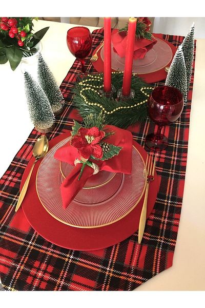 Ayd Home Set of 6 New Year Red Floral Glittered Napkin Ring Ring New Year Tableware Table Christmas New Year Napkin Holder