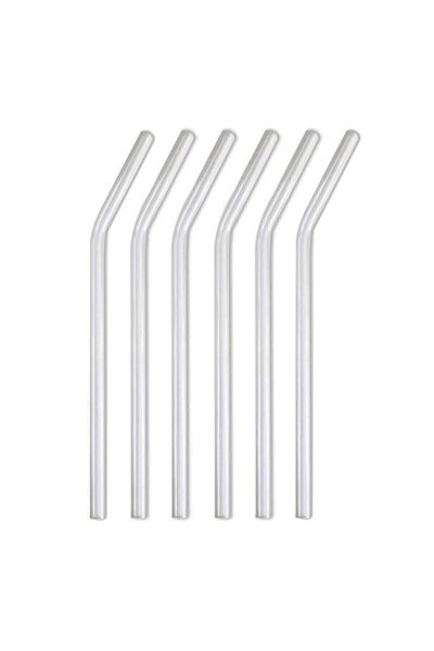 Hanedanev 6 Pieces Cocktail Presentation Straw Glass Straw Heat Resistant Inclined 20cm Transparent Glass Straw Single