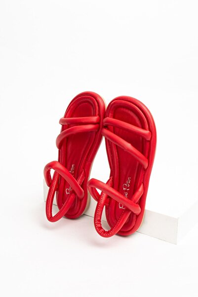 Pembe Potin Women's Red Strappy Comfortable Daily Stylish Sandals