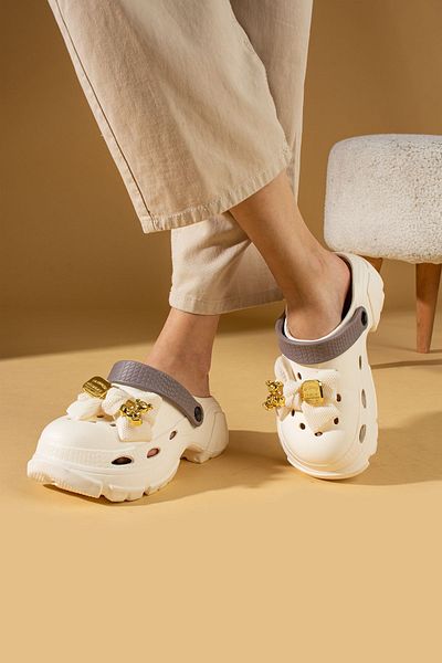 Pembe Potin Γυναικεία μπεζ βιζόν Eva Sea Beach Cook Doctor Nurse Hospital Comfort Casual σανδάλια Παντόφλες