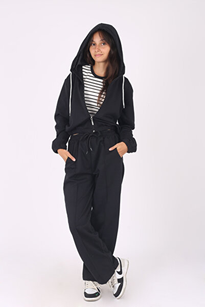 armicem Σετ αθλητικής φόρμας για κορίτσια με κουκούλα Crop Jacket και φαρδιά πόδια - Σετ 3